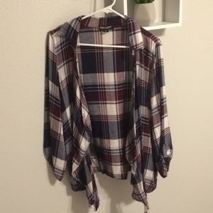 Plaid flannel cardigan